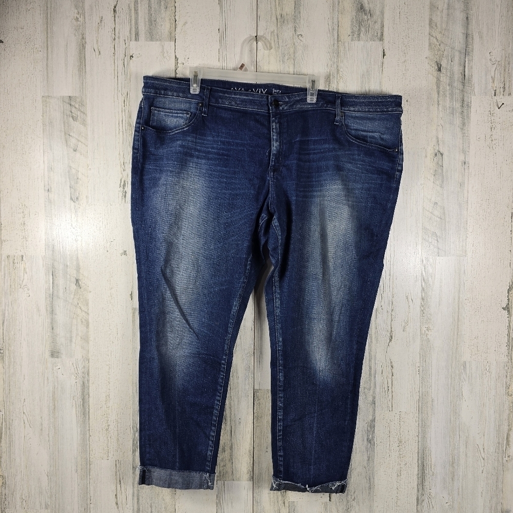 Ava and viv blue denim skinny cuffed hem jean women's plus size 24W